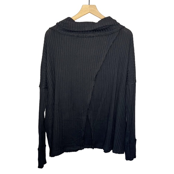 NWT NEW Free People Juicy Long Sleeve Thermal Mock Neck Top in Black Small S - Picture 2 of 7